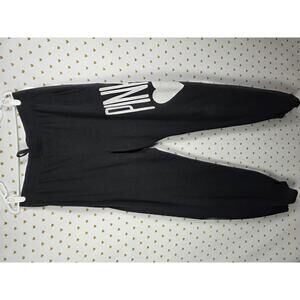 Victorias Secret PINK Heart Joggers Sweatpants Black Large Vintage Y2k